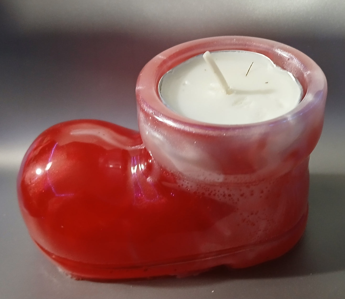 Santa boot tealight candle holder