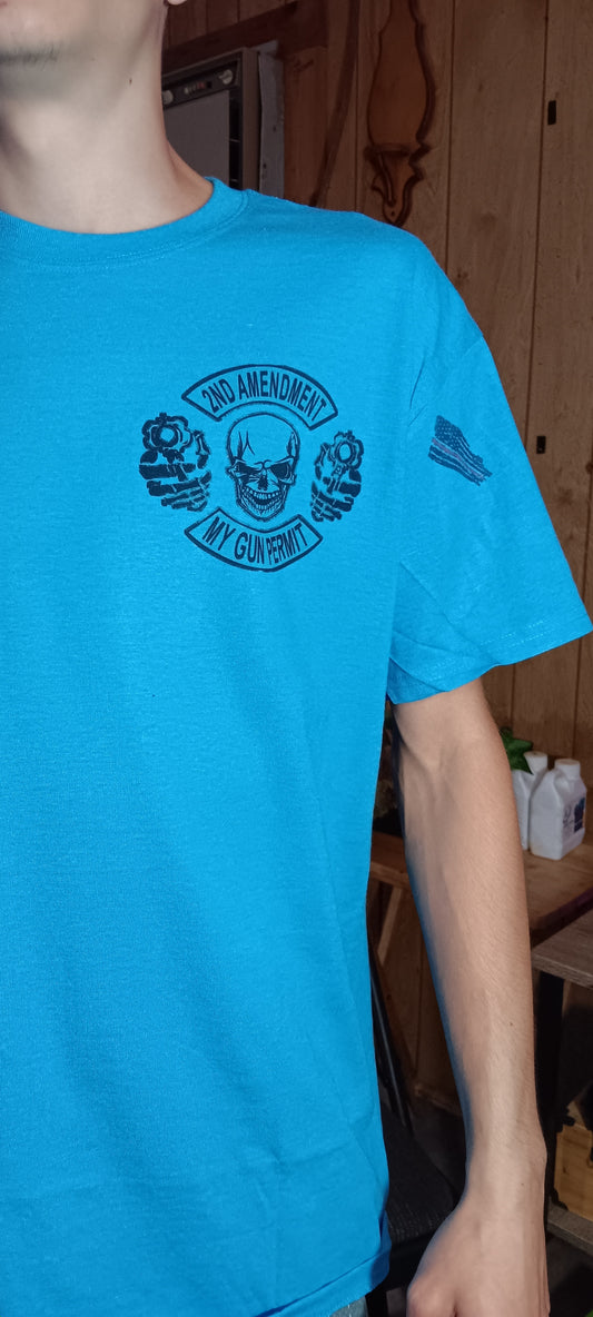 2nd ammendment & American flag with skulls shirt
