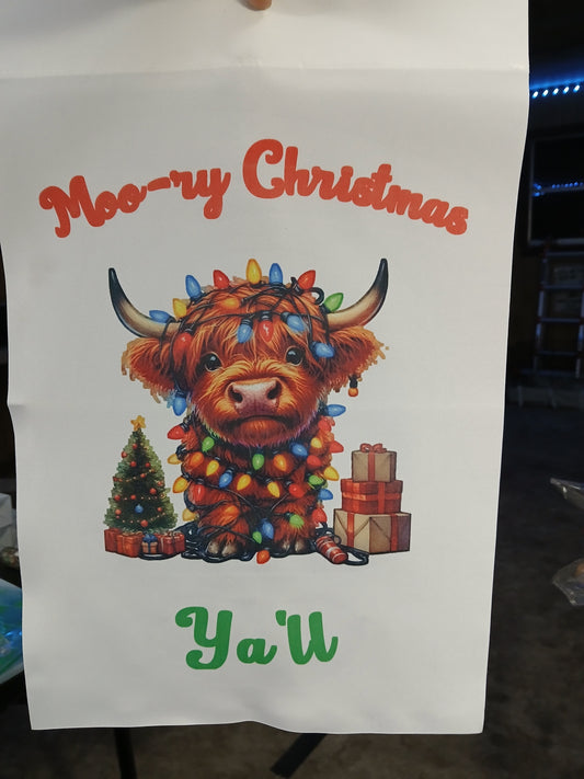 Highland cow garden flag