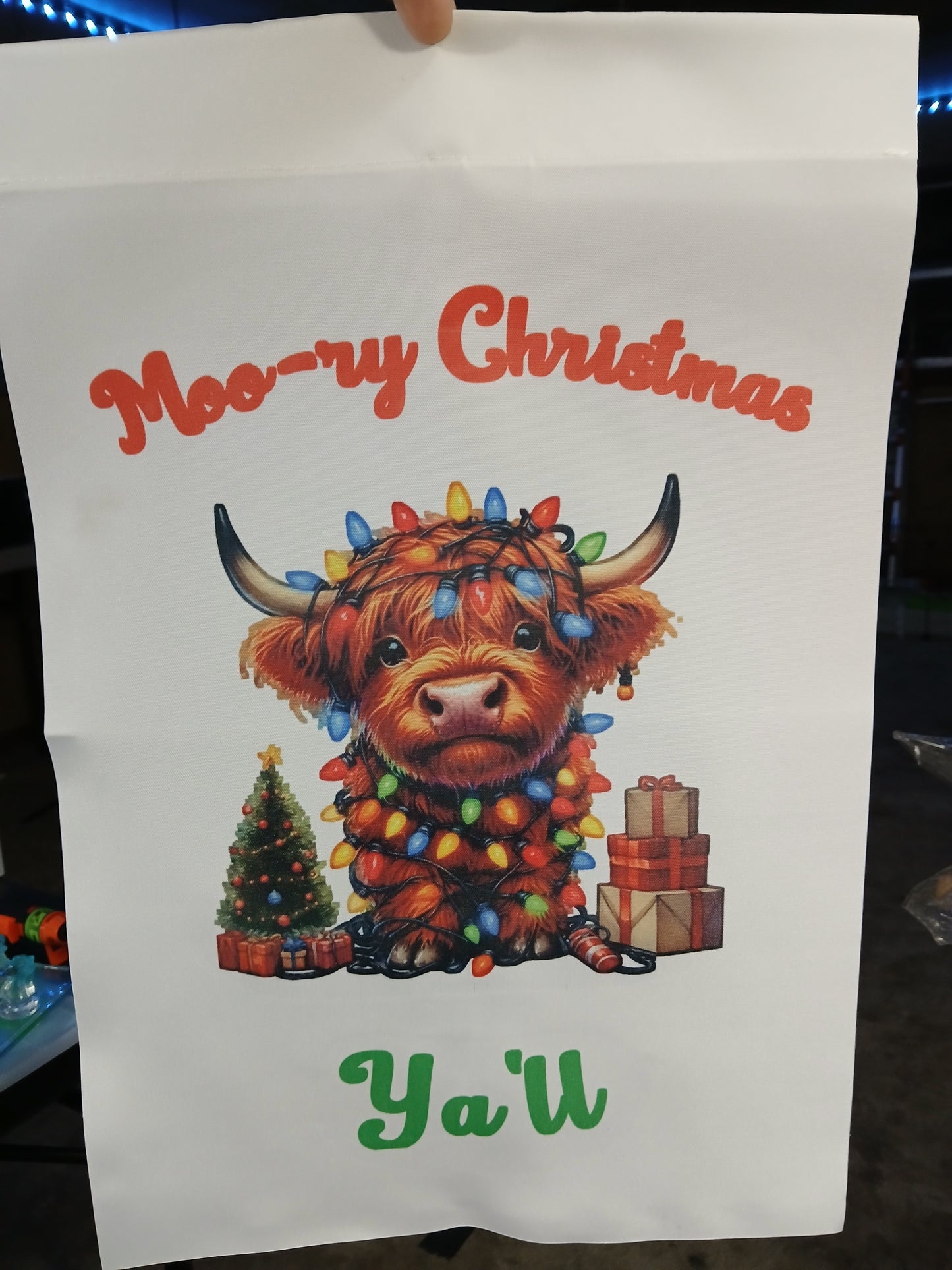 Highland cow garden flag