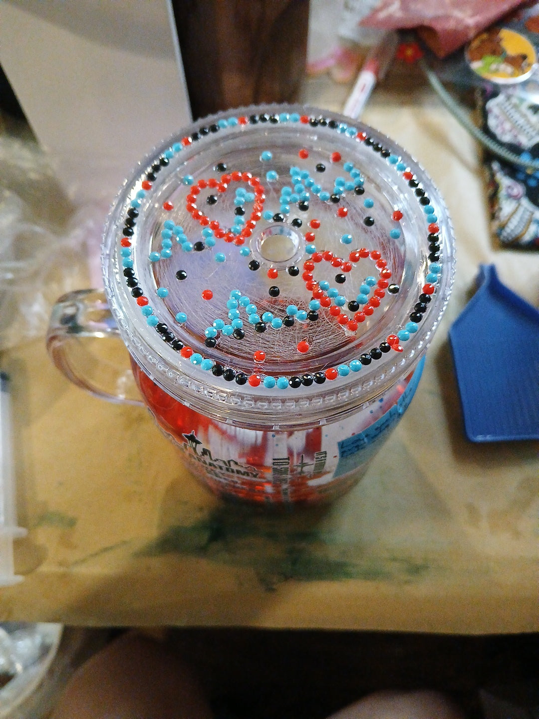 16oz Mason Jar Snowglobe LAVA with glitter