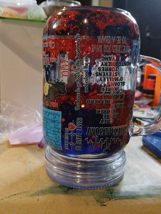 16oz Mason Jar Snowglobe LAVA with glitter